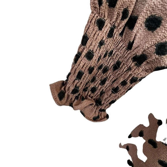 La Vie Rebecca Taylor Long Sleeve Cherise Mini Dress. Size M Brown Black - Picture 10 of 16